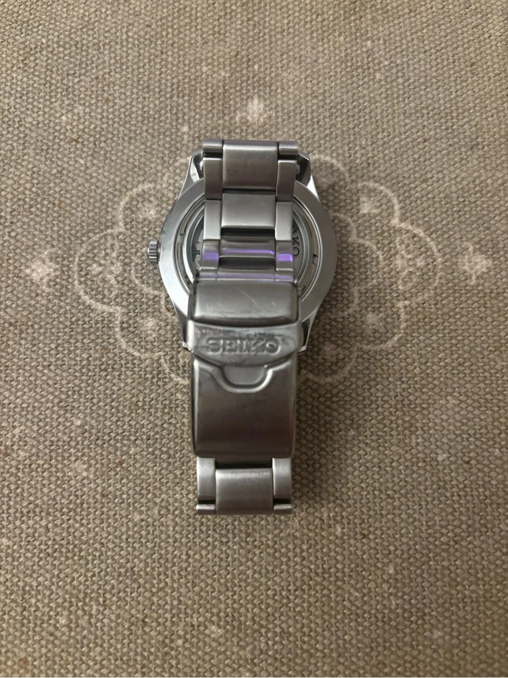Seiko Stainless Steel Field Watch - Black Dial with White Markers